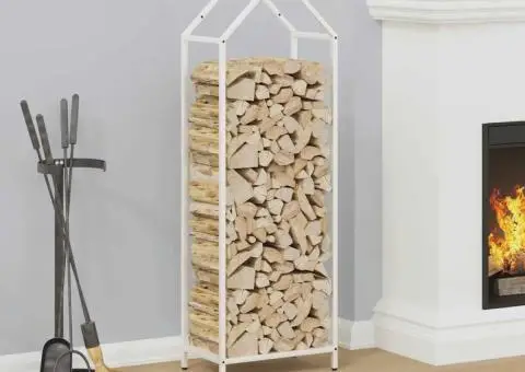 Suport pentru lemne de foc alb 40x25x120cm Oțel laminat la rece - 1/5