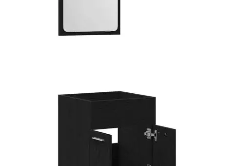 Set de mobilier de baie din 2 piese din lemn de stejar negru - 5/5