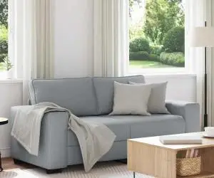 vidaXL Canapea cu 2 locuri, țesătură gri deschis, 140 cm