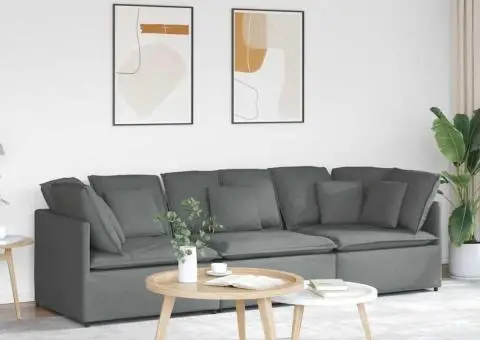 Canapea modulară cu perne din stofă gri închis - 1/5
