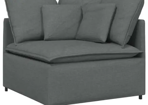 Canapea modulară cu perne din stofă gri închis - 3/5