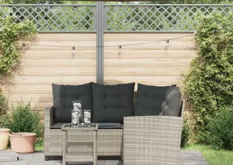 Canapea de grădină cu masă și perne în formă de L gri deschis - 3/5