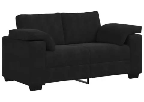 Canapea loveseat neagră 120 cm catifea - 2/5
