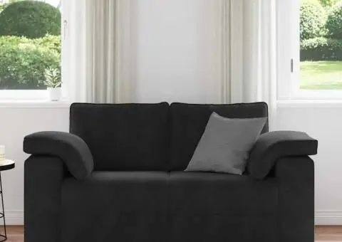 Canapea loveseat neagră 120 cm catifea - 3/5