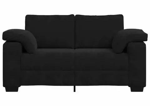 Canapea loveseat neagră 120 cm catifea - 4/5