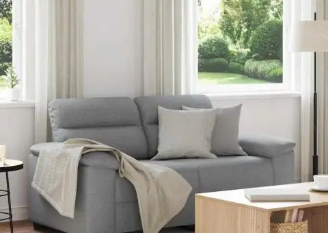 Canapea cu 2 locuri, țesătură gri deschis, 120 cm - 1/5