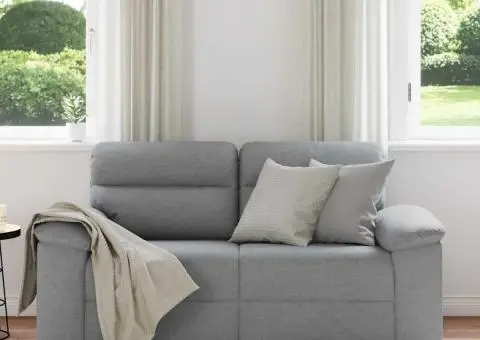 Canapea cu 2 locuri, țesătură gri deschis, 120 cm - 3/5