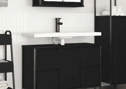 Dulap pentru chiuvetă cu sertare Stejar negru 90x34,5x60 cm - 1/5