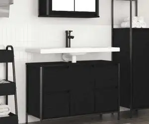 vidaXL Dulap pentru chiuvetă cu sertare Stejar negru 90x34,5x60 cm