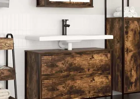 Dulap pentru baie cu sertare stejar afumat 90x34,5x60 cm - 1/5