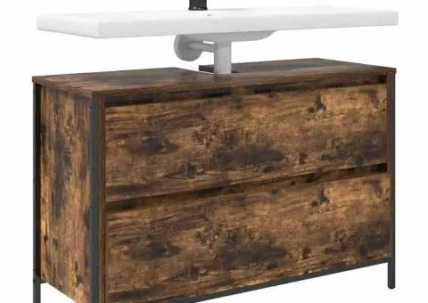 Dulap pentru baie cu sertare stejar afumat 90x34,5x60 cm - 4/5