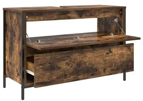 Dulap pentru baie cu sertare stejar afumat 90x34,5x60 cm - 5/5