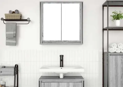 Dulap de baie cu oglindă Gri Sonoma 60x21x60 cm - 3/5