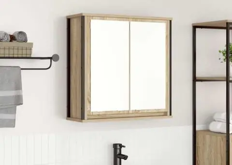 Dulap de baie cu oglindă Stejar Sonoma 60x21x60 cm - 1/5