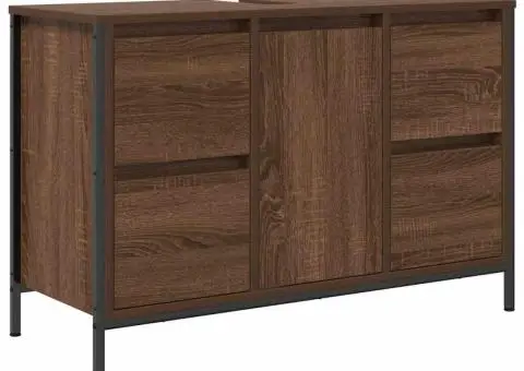 Dulap pentru chiuvetă cu sertare Stejar maro 90x34,5x60 cm - 2/5