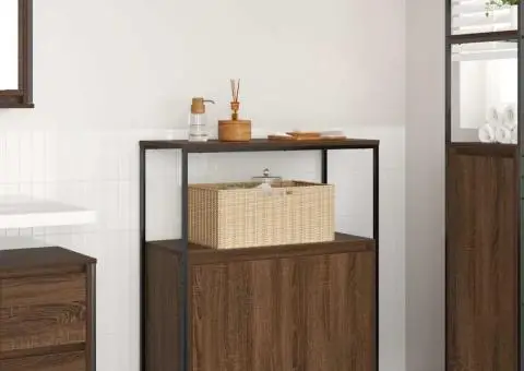 Dulap de baie cu rafturi Stejar maro 76,5x35x95 cm - 1/5