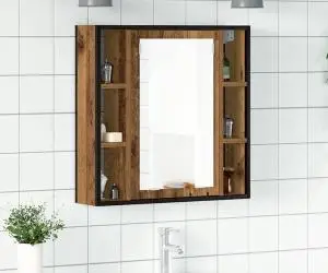 vidaXL Dulap cu oglindă de baie lemn vechi 60x16x60 cm lemn de lemn