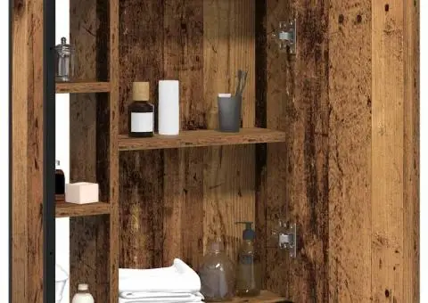 Dulap cu oglindă de baie lemn vechi 60x16x60 cm lemn de lemn - 3/5