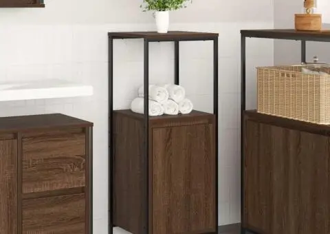 Dulap de baie cu rafturi Stejar maro 36x35x95 cm - 1/5