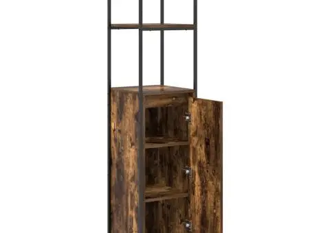 Dulap de baie cu rafturi stejar afumat 36x35x165 cm - 5/5