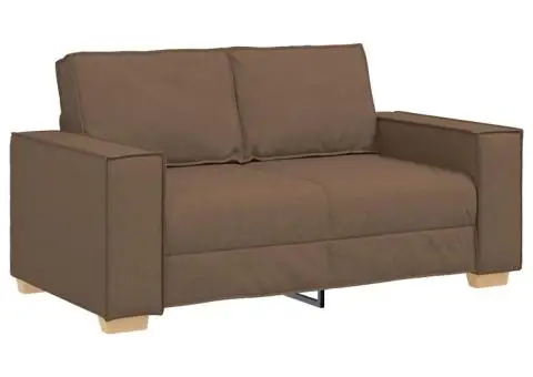 Set de canapele cu perne, 2 piese, maro, textil - 4/5