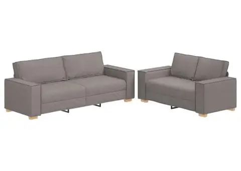 Set de canapea cu perne, 2 piese, gri taupe, material textil - 2/5