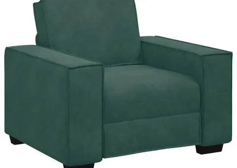 Set de canapele cu perne, 3 piese, verde închis, catifea - 4/5