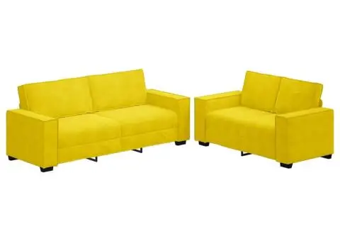 Set de canapele cu perne, 2 piese, galben, catifea - 2/5