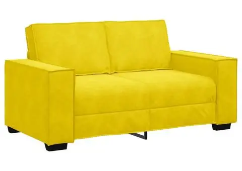 Set de canapele cu perne, 2 piese, galben, catifea - 4/5