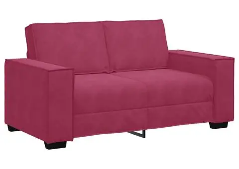 Set canapele cu perne, 2 piese, roșu vin, catifea - 4/5