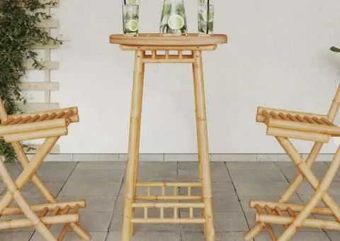 Masă de bar pentru exterior rotundă Ø55x100 cm din bambus - 3/5