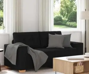 vidaXL Canapea lovesea neagră 140 cm stofă