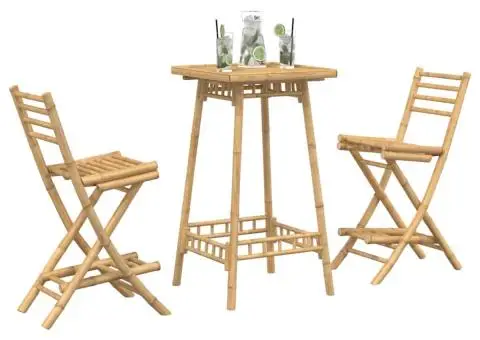 Set bar de exterior 3 piese pliabil din bambus - 4/5