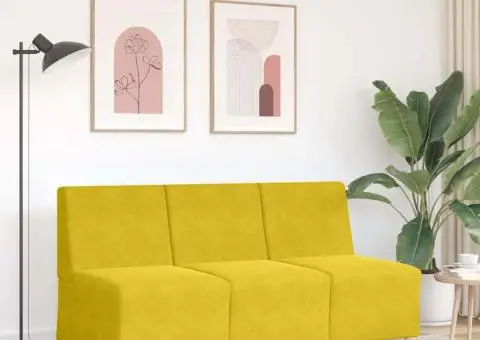 Canapea Scaun fără brațe Galben 55 cm Catifea - 3/5