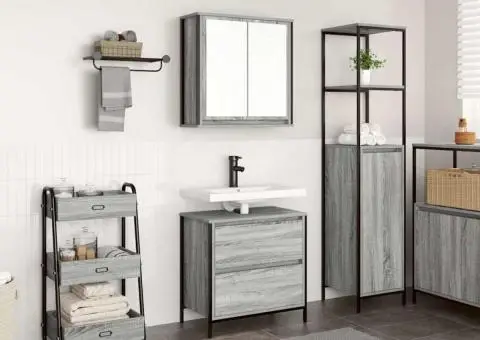 Set mobilier de baie, 2 piese, gri sonoma, lemn prelucrat - 1/5