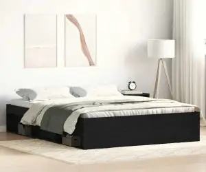 vidaXL Cadru pat fără saltea, stejar negru, 150x200 cm, lemn prelucrat