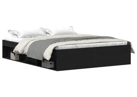 Cadru pat fără saltea, stejar negru, 150x200 cm, lemn prelucrat - 2/5