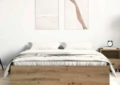 Cadru pat fără saltea Stejar Artisan 135x190cm Lemn prelucrat - 3/5