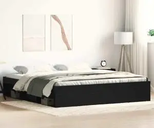 vidaXL Cadru pat fără saltea, stejar negru, 150x200 cm, lemn prelucrat