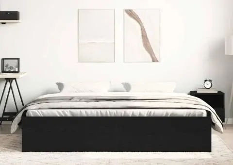 Cadru pat fără saltea, stejar negru, 150x200 cm, lemn prelucrat - 3/5