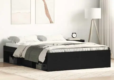 Cadru pat fără saltea, stejar negru, 120x190 cm, lemn prelucrat - 1/5