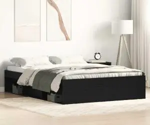 vidaXL Cadru pat fără saltea, stejar negru, 120x190 cm, lemn prelucrat