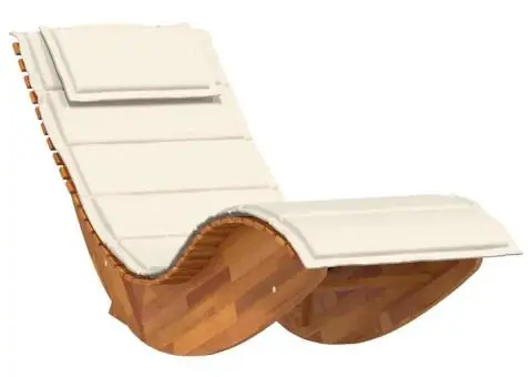Șezlong balansoar cu pernă, lemn masiv de acacia - 2/5
