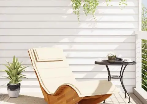 Șezlong balansoar cu pernă, lemn masiv de acacia - 3/5