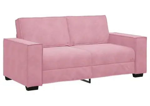 Canapea cu 2 locuri, roz, 140 cm, catifea - 2/5