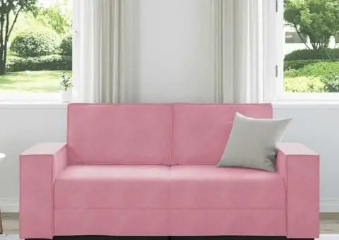 Canapea cu 2 locuri, roz, 140 cm, catifea - 3/5