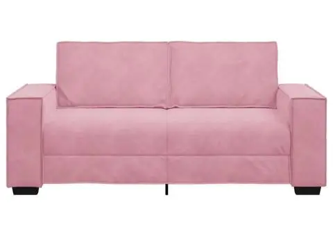 Canapea cu 2 locuri, roz, 140 cm, catifea - 4/5