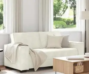 vidaXL Canapea cu 2 locuri, crem, 140 cm, catifea
