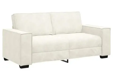 Canapea cu 2 locuri, crem, 140 cm, catifea - 2/5