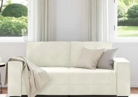 Canapea cu 2 locuri, crem, 140 cm, catifea - 3/5